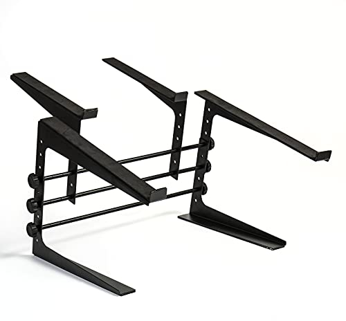 Fame DJ Multi-Stand, Laptop Stand, Höhen- und Breitenverstellbar, Angewinkelte Ablagefläche, Gummierte Ablagefläche, Rutschfester Standfuß, Robust und Stabil, Kompatibel mit Pioneer DDJ-1000 (SRT),