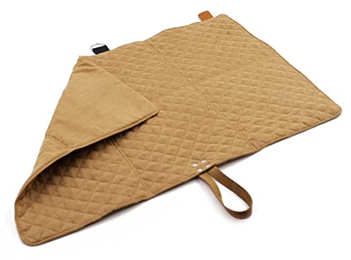 Paws&Co Hundedecke für unterwegs faltbar tragbar perfekt für Camping Picknick Outdoor 75x50cm (M, Braun)