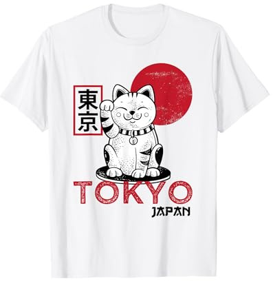 Maneki Neko Lucky Cat, Tokio, Japan, Retro-Kawaii-Ästhetik T-Shirt