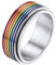 Richsteel Damen Herren Silberring LGBT Bandring Regenbogen Fingerring in Ringgröße 59 mit Geschenkebox für Geburtstag Weihnachten Halloween