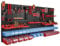 Scaffalatura da parete 178 x 78 cm, 30 scatole blu e rosso con coperchio, porta attrezzi, per officina e banco da lavoro, scaffale con cassetti