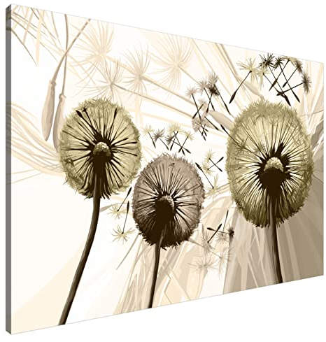 Estika Leinwand bilder - Pusteblume Sepia - 120x80 cm, 1 teilige kunstdruck - Wandbilder wohnzimmer, schlafzimmer, Moderne wanddeko, Bild auf leinwand - Blumen bilder - 4155A_1B