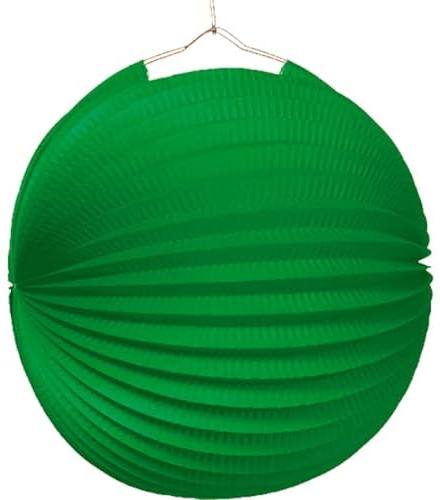 Bunte Lampions aus Papier als Deko für Geburtstag oder Party | Ø22cm, flammhemmend, mit Metallbügel | Papierlampion Laterne Lampion Partydeko, Farbe: Grün