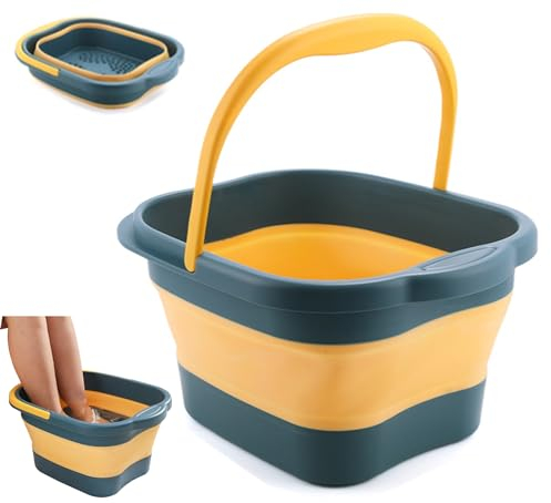 Zusammenklappbare Fußbadewanne für Badewannen, Kunststoff, faltbar, mit Griff und Massagegerät, Akupoint für Camping, Reisen