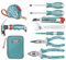 TOTAL - Juego de 9 Herramientas en Estuche de Lona - Flexómetro - Destornillador Phillips y Plano - Llave Ajustable - Alicate Boca Plana y Universal - Cutter - Destornillador Tester - Minimartillo
