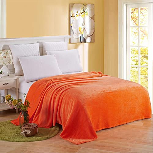 ENEN Plaid Polaire Couverture Chaude, Microfibre Couvre Lit 2 Personnes, Jete de Canape Grande Taille, Plaid Canapé Flanelle Doux et Chaude (150x200cm,Orange)
