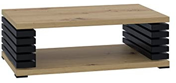 ALTDECOR Couchtisch, Kaffeetisch, ideal als Sofatisch oder Wohnzimmertisch, solide Konstruktion aus Möbelplatte, 120x60x44 cm - Artisan Eiche Optik/Schwarz - ORTO