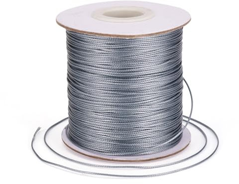 Bestewelry Cordoncino in poliestere cerato, 169 metri, 0,5 mm, filo per perline per la realizzazione di gioielli e bracciali, macramè e cuoio, colore: grigio scuro