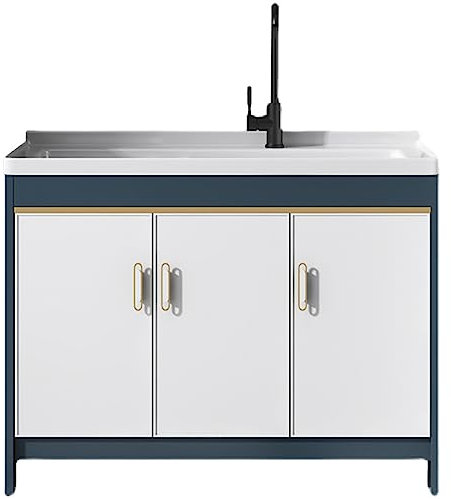 Freistehendes Waschbecken,Keramikbecken Mit Unterschrank,Keramik Handwaschbecken Spültisch,Bäder Spülbecken,Outdoor Freistehende Universalspüle Waschküche,Spüle Für Badezimmer Garage Balkon (Size : 8