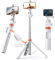 OOHHEE Più Nuovo 62 Treppiede Telefono, Treppiede per iPhone e Treppiede per Bastone per Selfie con Telecomando, Allungabile TubeTravel Treppiede, Adatto per iPhone/Samsung S22 (Arancione e Bianco)