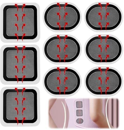 Acboor 9 Stück Ersatz-Gel-Pads, Slendertone Gel Pads mit Zwei Stile Bauchmuskeltrainer Gel Pads Abs Trainer Ersatz Gel Pads für EMS Trainer Bauchtrainer Elektrische Muskelstimulation
