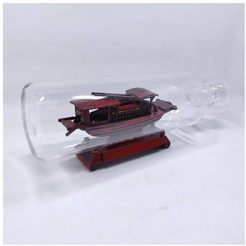 Lllunimon Fine Ship in A Bottle Model, Chinese South Lake Red Boat Model Home Decoration Collection Gift Finished