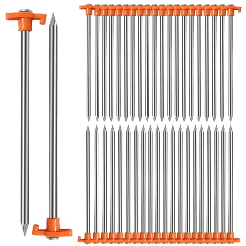 APACALI 40 PCS Tent Stakes Heavy Duty, 10 Inch Metal Tent Pegs Ground Stakes for Camping Tents, Tarps and Canopies