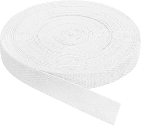 QUARKZMAN Schrägband, 1 Stück 11 Yard x 15mm - Baumwollstoffband, Rolle Schrägband für Kleidung, Accessoires, Taschen (Weiß)