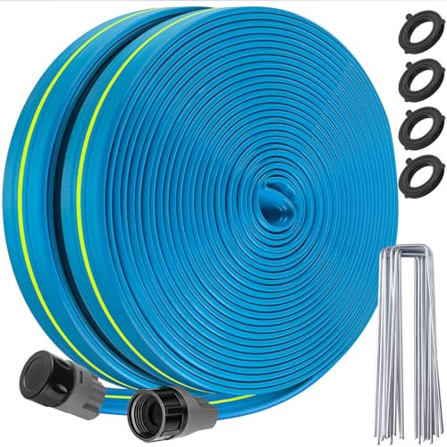 Winisok Sprinklerschlauch, 15 m, robuste Bewässerungsschläuche, effiziente Bewässerungsschläuche für Garten, Rasen, Sprinklersystem mit 20 Heftklammern