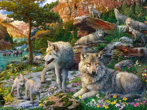 Ravensburger 12000719 - Wolves in Spring - 1500 pieces jigsaw puzzle – Puzzle for adults and kids age 14 years up, animal puzzle