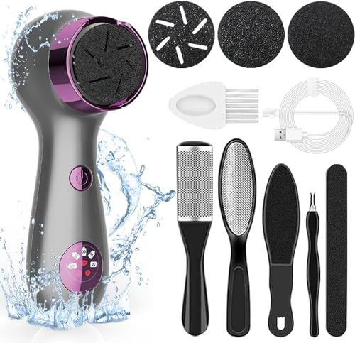 Rapeuse Pieds Electrique, Rape Pied Pédicure avec 3 Rouleaux et 6 Râpe Pieds, Ponceuse Pied Rechargeable pour Peau Dure Peau Morte Soin Callosité Gommages Pieds