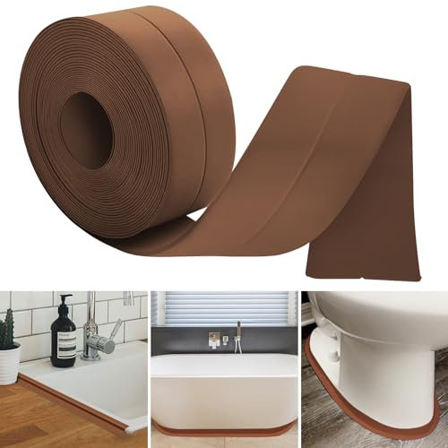 Plinthe PVC Souple, Plinthe Souple Autoadhésive 35mm x 10m, Plainte Adhesive PVC, Plinthe Adhesive - Angle Plinthe Cuisine - Baguette Finition PVC - Convient pour Cuisine et la Salle de Bain (Marron)
