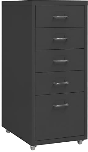 ARKEM Cassettiera, Mobiletto da Ufficio con Serratura,Regolabile per Cartelle Sospese, Superficie Testurizzata, per Ufficio, Studio,Schedario Mobile Antracite 28x41x69 cm in Metallo