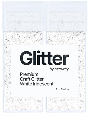 Hemway Premium Glitter Shakers - White Iridescent | Chunky Metallic Flake Sequins for Resin & Epoxy Crafts | Craft Supplies for Tumblers, Festival, Hair, Face, Body, Eye & Nail Art | 130 g (2 Pack)