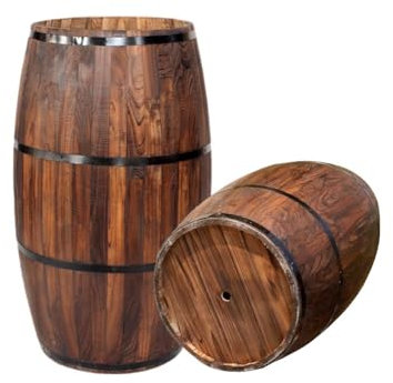 Generisch pflanzenständerWeinfass Whiskyfass Blumentopf Runder Massivholz-Weinfassbehälter Kleiner Weinfass-Blumentopf mit Ablaufloch für den Außenbereich (Farbe: Braun, Größe: 34 * 34 * 60 cm)