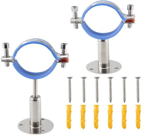 bociloy 304 Edelstahl-Wandhalterung, Deckenhalterung, Rohrstütze, verstellbare Rohrschelle, feste Stützrohrhalterung für Rohre mit 60–65 mm Durchmesser, verstellbare Höhe 50–100 mm, 2 Stück