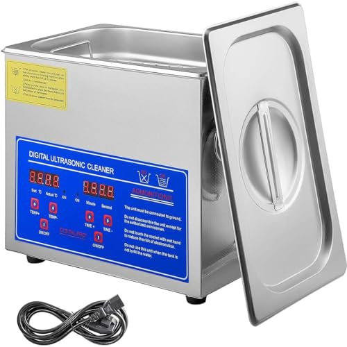 Pulitore ad ultrasuoni da 6 Litri con riscaldatore e Timer, Macchina per la Pulizia ad ultrasuoni in Acciaio Inossidabile da 180 W, pulitore Professionale per Parti ad ultrasuoni, Macchina per cavit