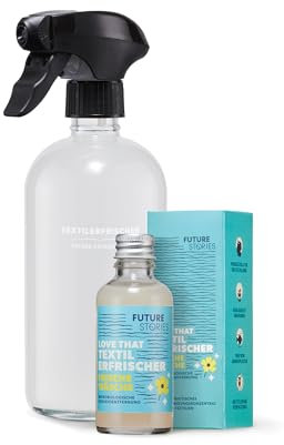 Future Stories Textilerfrischer Starter Set für 1 Liter, mit Sprühflasche, Geruchsentferner, Frische Wäsche