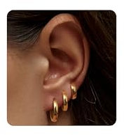 YADOCA 3 Paar Herren Ohrringe Creolen Ohrringe Set Edelstahl Hypoallergen Gold Creolen Ohrring für Männer Frauen 12/16/20mm