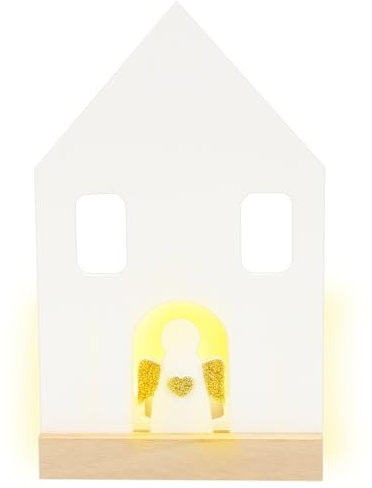 LAMEK Engel Teelichthalter Haus Kerzenständer Holz Adventskranz Kerzenhalter Weihnachten Stabkerzenhalter Schutzengel Tischdeko für Advent Adventskerzenhalter Weihnachtsdeko