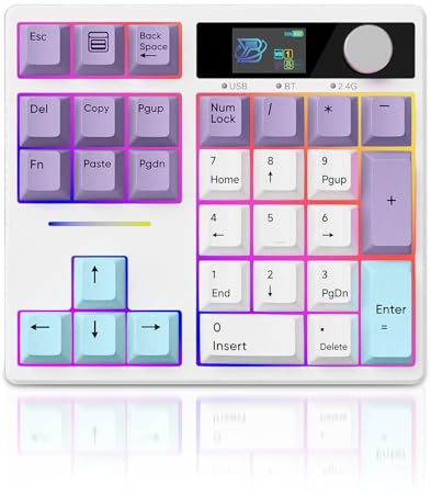 ZMX X BOYI TD31Pro Mechanischer Nummernblock, 30 Tasten, Hot Swap, kabellos, BT5.0/2,4 GHz/Typ-C, kabelgebunden, Ziffernblock, programmierbar, RGB-Gaming-Tastatur mit Knopfbildschirm für Laptop/Mac