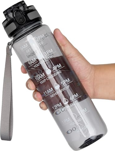 OLDLEY - Borraccia da 950 ml, bottiglia motivazionale sportiva con indicatore del tempo - Orari per bere - in Tritan, senza BPA, con bocca larga a prova di perdite, regali per anniversari e compleanni