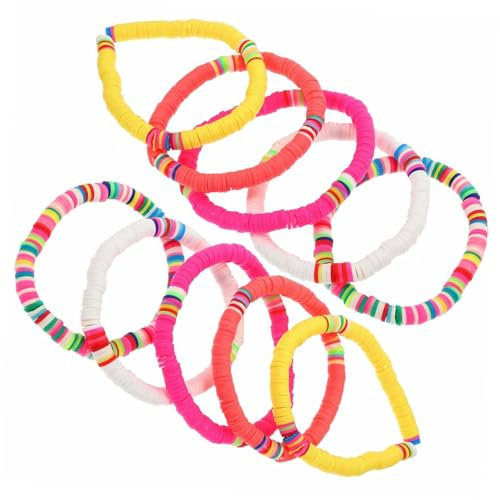 VALICLUD 10pièces Lot De Bracelets Corde Élastique Et Argile Polymère Colorés Extensible Pour Plage Modèles