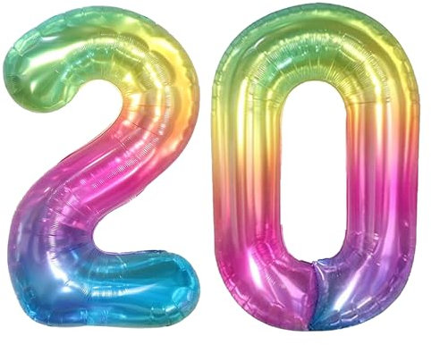 Geburtstags-Zahlenballons XXL-Riesen-Folienballons 40 Zoll – 101 cm Luftballons Geburtstag Jungen Mädchen Babyparty Geburtstagsdekorationen Jubiläumsparty-Dekorationen (Geleefarbe, 20)
