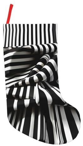 SDEGTHO Weihnachtsstrümpfe, schwarz-weiß gestreift, 45,7 cm, groß, Weihnachtsstrumpf, für Weihnachtsdekoration, 1 Packung