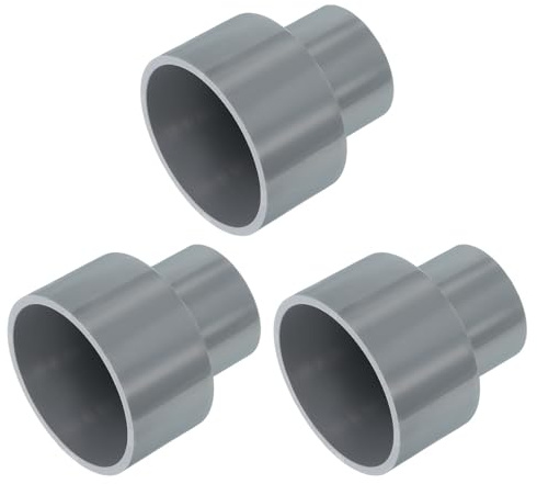 sourcing map 3 Pcs UPVC Reducer Pipe Fitting, 2 x1-1/4 PVC Straight Pipe Coupling Adapter Connector for Home Sewer Plumbing Water Line, Grey