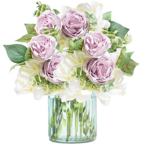 astylishome Faux Flowers for Indoors Artificial Flowers Peony Silk Flower Wedding Bouquets Table Decoration Heads Fake Flowers Graves Party Home Decor 3822