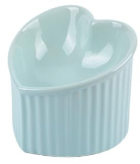 Ceramic Elevated Cat Bowl, Inclined Raised Cat Bowl, 5.5in Indoor Cat Bowl, Heart-Shaped Green for Pet Owners