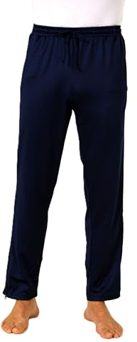 Normann Care Herren Rehahose mit seitlichen Reißverschluß Jogginghose für Reha, Physio, Gipsbein, Farbe:navy, Größe:L