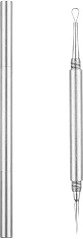 MYGLOAR Removedor de acné, removedor de puntos negros, exprimidor de acné, removedor de acné, removedor de puntos negros, limpiador de poros, removedor de acné, aguja para el acné (plata)