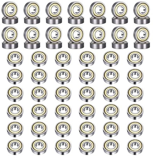 VEGCOO 50 Stück Kugellager, 608zz Kugellager, 7 Mm * 22 Mm * 8 Mm Kugellager Set, Metall-Doppeldichtungen Rillenkugellager Für Skateboardschuhe Rollschuhe Rollschuhe