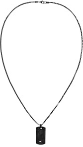 Tommy Hilfiger Jewelry Halskette mit Anhänger für Herren in Schwarzem Edelstahl mit einer Gravierten Platte - 2790629