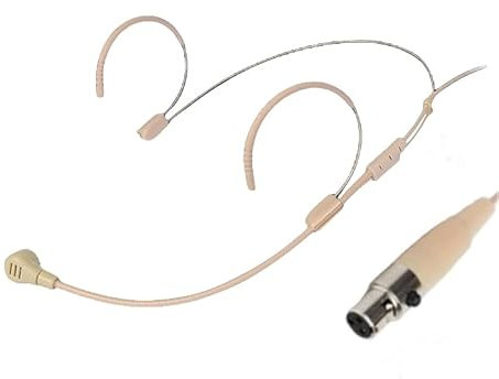 Double Over Ear Headset Microphone Ear Hook Microphone Concealed Compatible with AKG Wireless System Bodypack Transmitter, Ideal for Lectures, Live Performance, Theatre, Podcasts