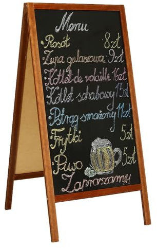 Chevalet ardoise en bois 60x120 cm – Grand panneau publicitaire pliable recto verso – Tableau noir idéal pour restaurants, magasins et événements