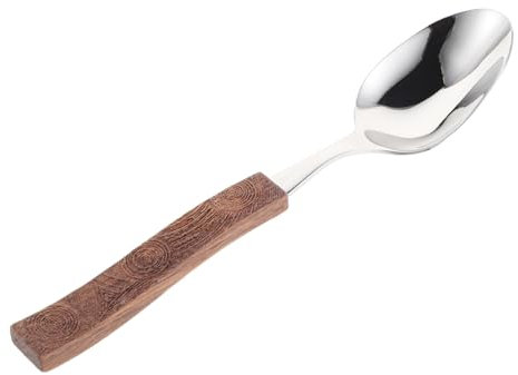 Amosfun Esslöffel Aus Edelstahl Catering-servierlöffel Löffel Aus Metall Servierbesteck Suppenlöffel Edelstahl Multifunktionaler Löffel Esslöffel Aus Holz Edelstahllöffel Hellbraun Hölzern