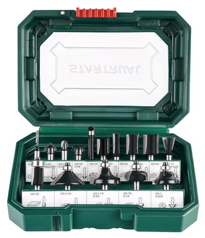 STARTRUAL 15 Pieces 1/4 Shank Wood Router Bits Set, Woodwork Tools for Professional and Beginners Carpenter