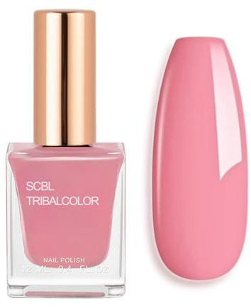 Pink Nail Polish - Baby Pink Nail Varnish - High Pigmented Bright Pink Quick Dry Nail Paint - Long Lasting & Chip Resistant Breathable No UV Needed for DIY Home Salon Manicure Decoration 12ML
