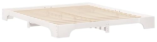 vidaXL Bettrahmen Weiß 200 x 210 cm Massives Kiefernholz