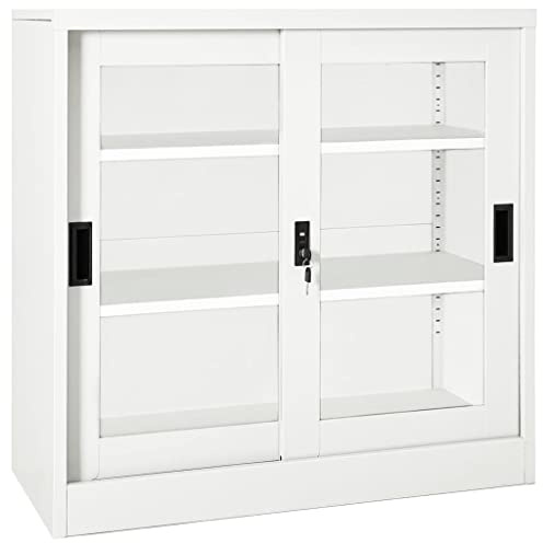 LLEZKBR Skåp och förvaring, förvaringsskåp och skåp-skjutdörrskåp vit 90 x 40 x 90 cm stål
