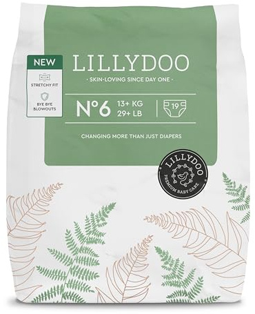 LILLYDOO hautfreundliche Windeln, Größe 6 (13+ kg), 19 Stück | Sicherer Auslaufschutz, Ohne Parfüme & Lotionen für empfindliche Haut, in Papier verpackt, Dermatologisch getestet